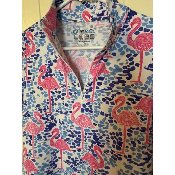 NWT Ladies IBKUL FLAMINGO Pink Blue Polo Golf Shirt size S - Picture 5 of 6